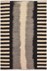 Flat Weave Kilim Antique Navaho Vintage handmade Modern Kilim Beige Black Hand-Woven Rectangle 100% Wool Area Rug 8x10